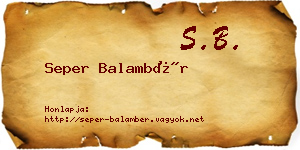 Seper Balambér névjegykártya